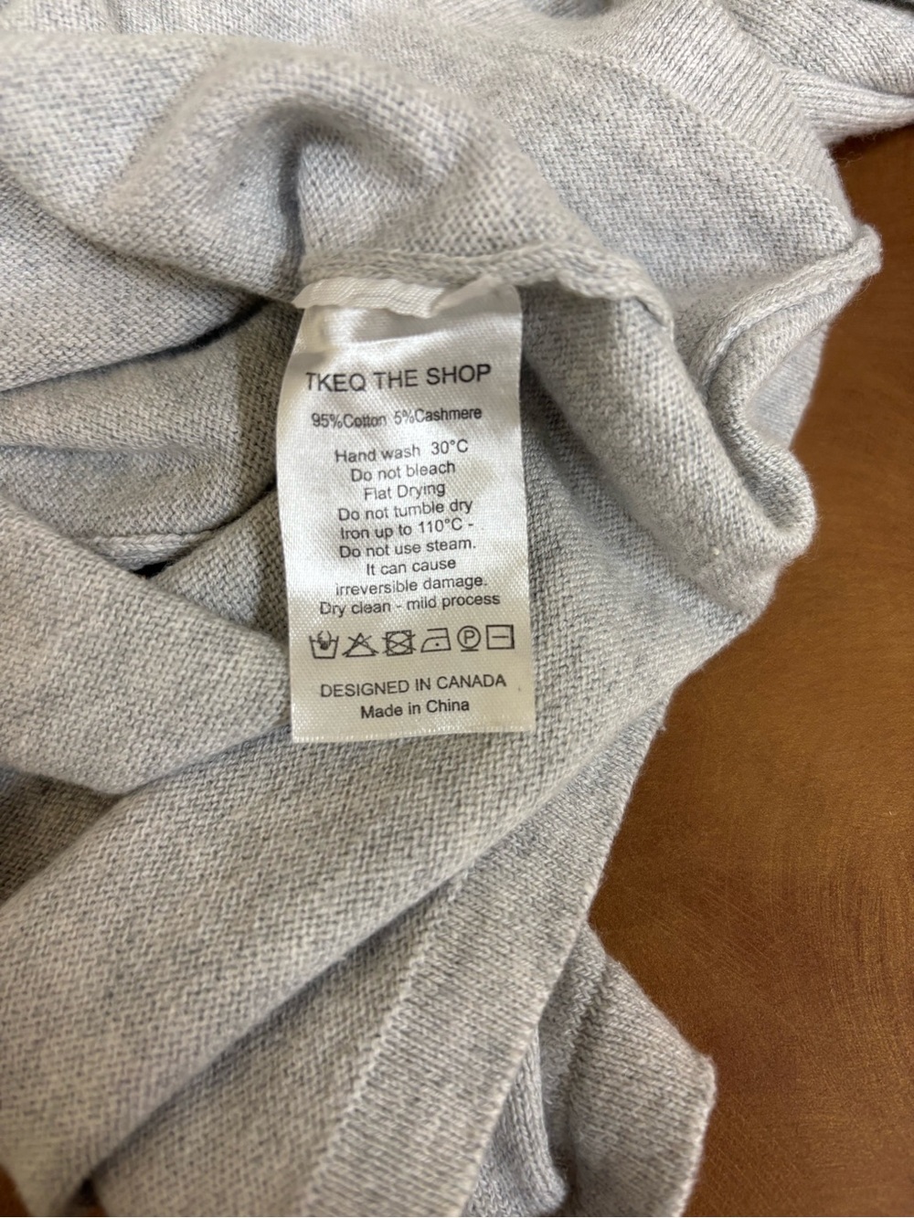 TKEQ The Shop Women’s S Gray Cotton Cashmere Star Sleeve Sweater Blue Cream - Picture 7 of 7